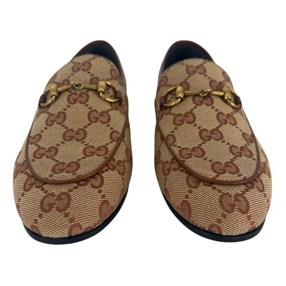 Gucci Jordaan Canvas GG Monogram Horsebit Loafers in Beige Ruggine Rust - Picture 9 of 14